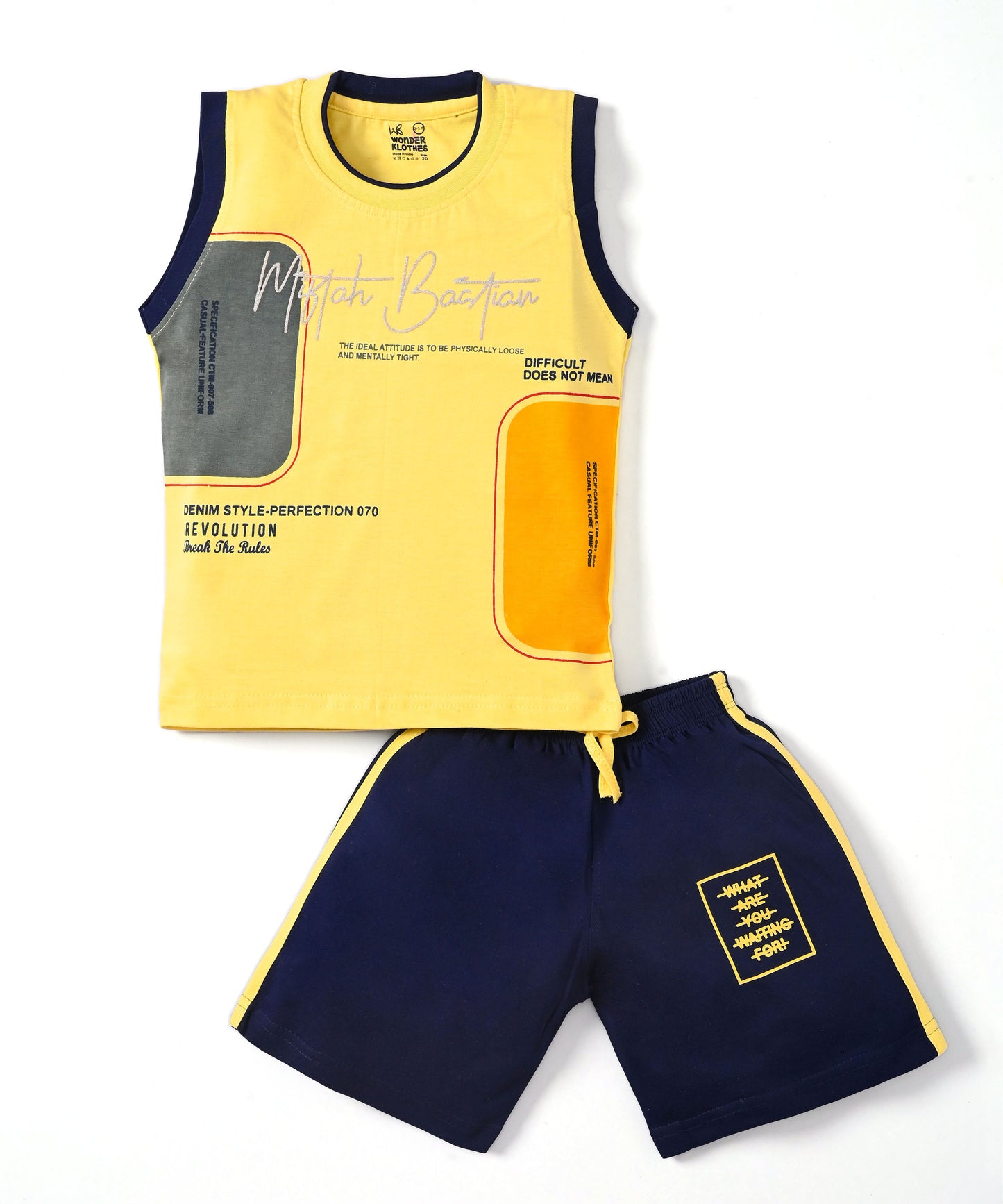 Miftah Sleeveless T-Shirt & Shorts Set | Yellow