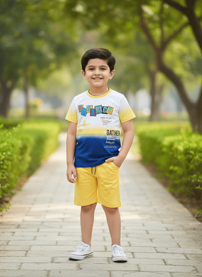 District Half Sleeves T-Shirt & Shorts Set | Yellow