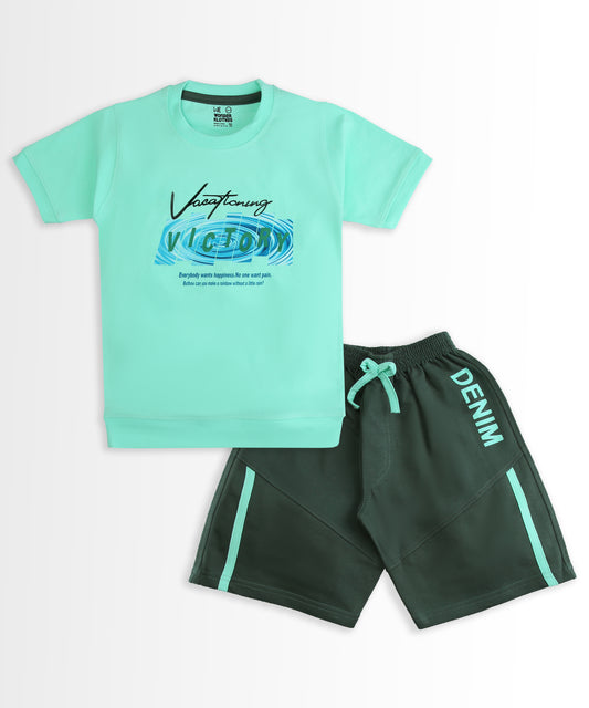 Victory Half Sleeves T-Shirt & Shorts Set | Green