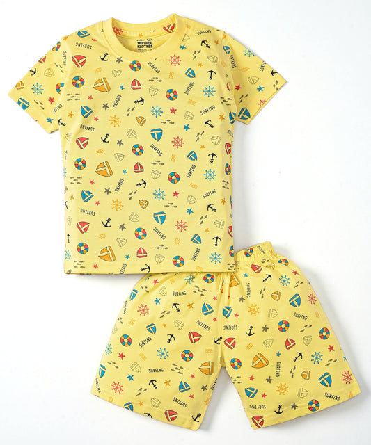 Surfing Beach Half Sleeves T-Shirt & Half Pant Set