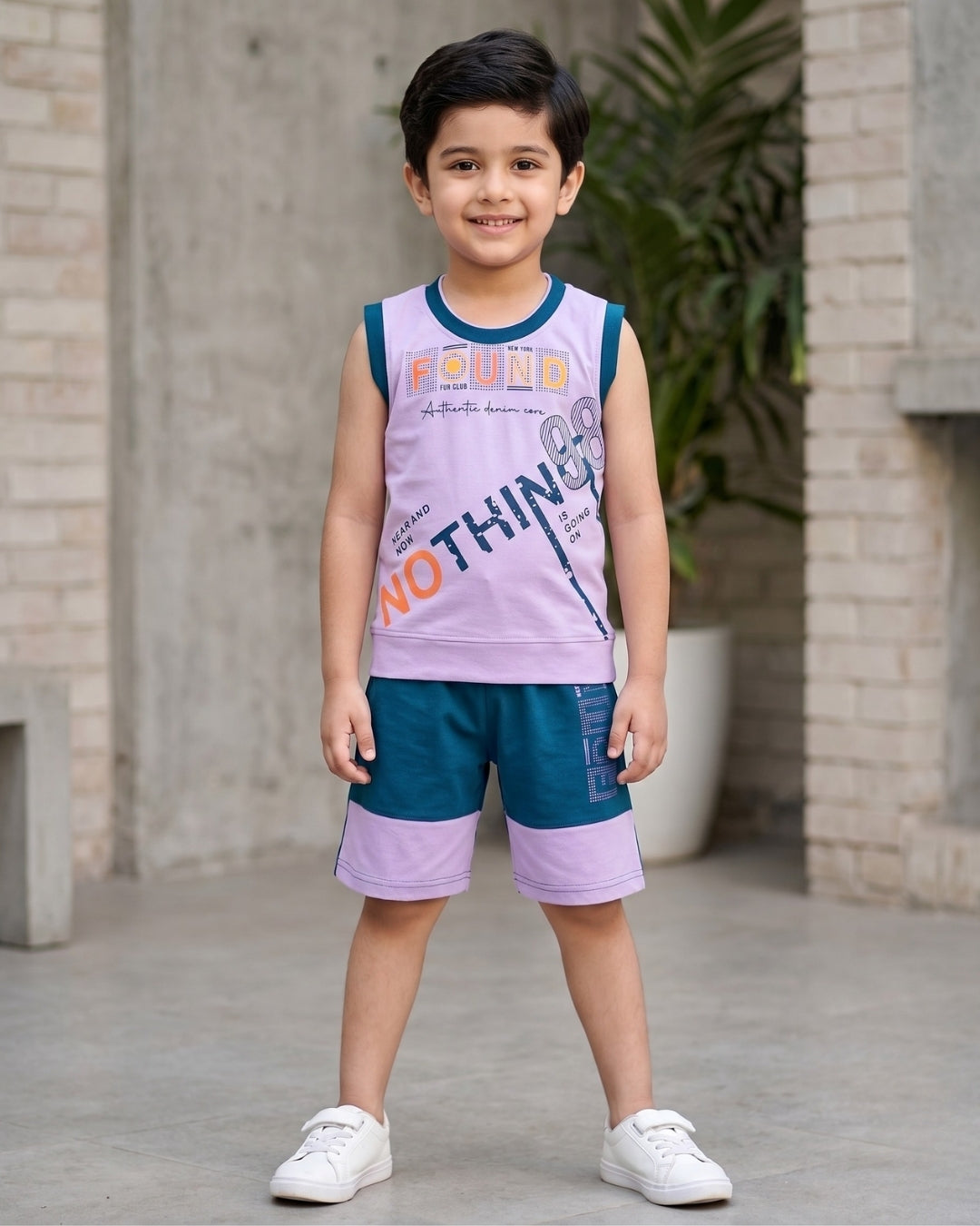 Nothing Sleeveless T-Shirt & Shorts Set | Violet