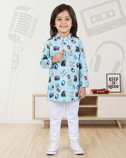 Music Gadgets Full Sleeves Kurta Pyjama Set