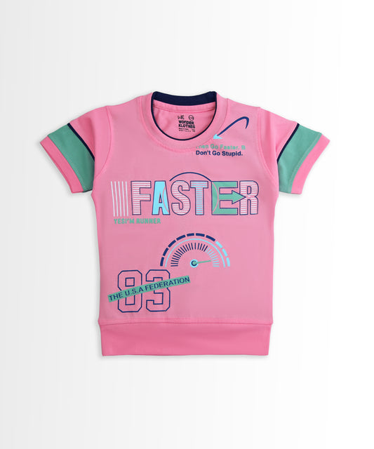 Faster Half Sleeves T-Shirt & Shorts Set | Pink