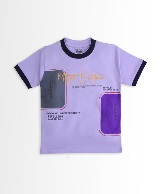 Miftah Half Sleeves T-Shirt & Half Pant Set | Violet