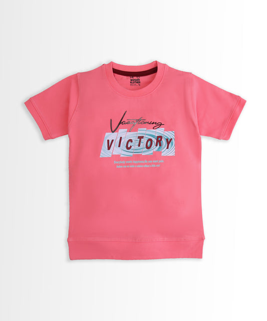 Victory Half Sleeves T-Shirt & Shorts Set | Pink