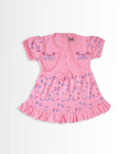 Baby Birds Half Sleeves Frock & Bloomer Pant Set | Pink