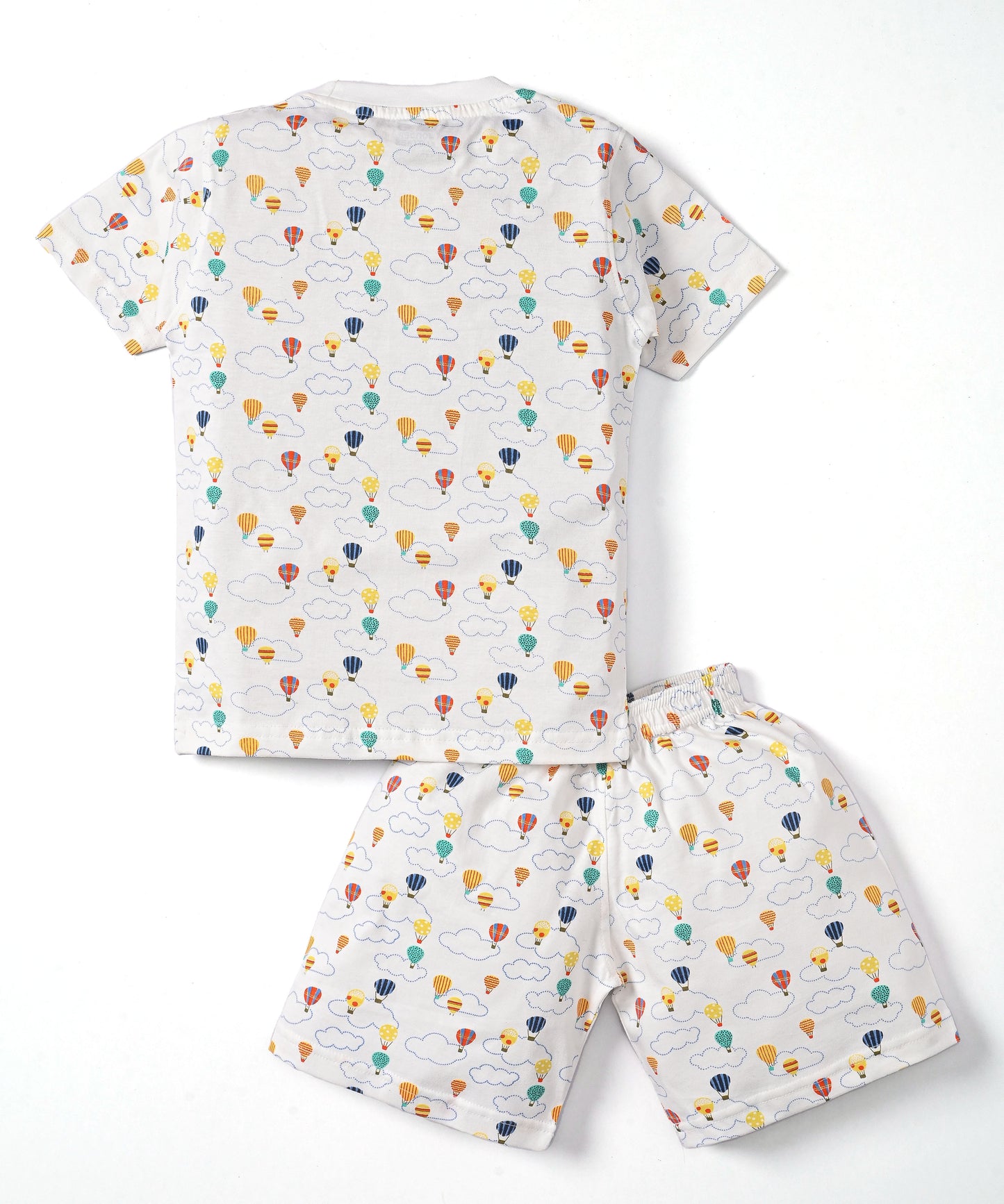 Moon Space and Hot Air Balloon Half Sleeves T-Shirt & Half Pant Set | Pack of 2