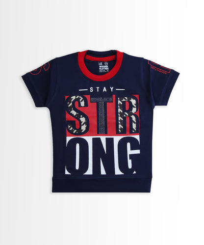 Stay Strong Half Sleeves T-Shirt & Shorts Set | Red