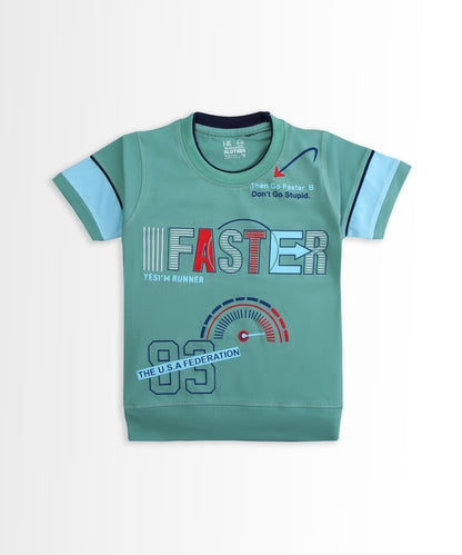Faster Half Sleeves T-Shirt & Shorts Set | Green