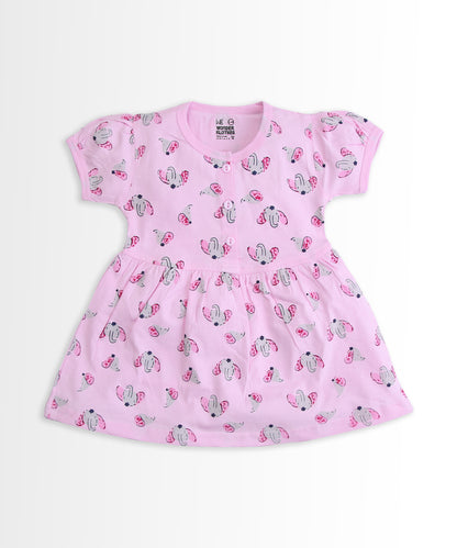 Elephant Half Sleeves Frock & Bloomer Pant Set | Pink