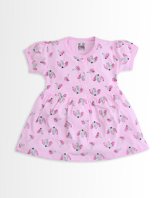 Elephant Half Sleeves Frock & Bloomer Pant Set | Pink