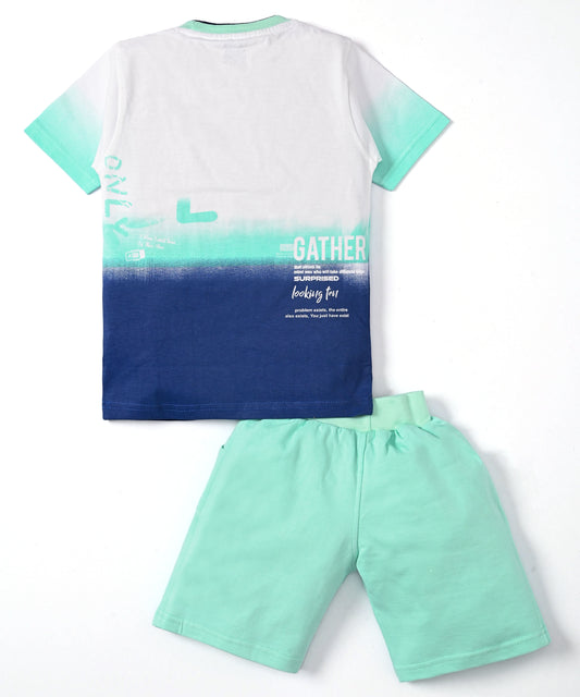 District Half Sleeves T-Shirt & Shorts Set | Green