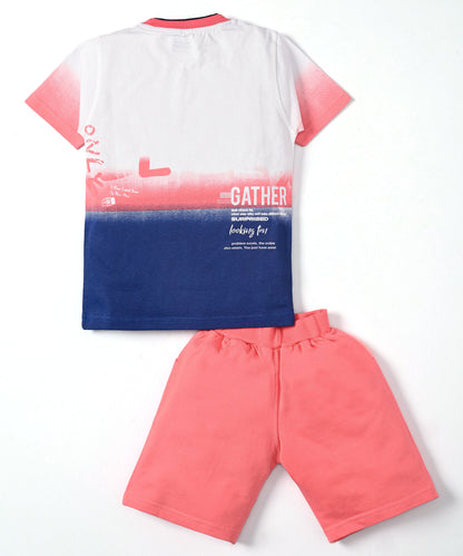 District Half Sleeves T-Shirt & Shorts Set | Pink