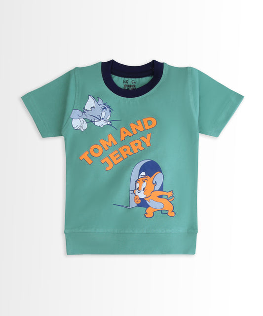Tom and Jerry Half Sleeves T-Shirt & Half Pant Set | Green
