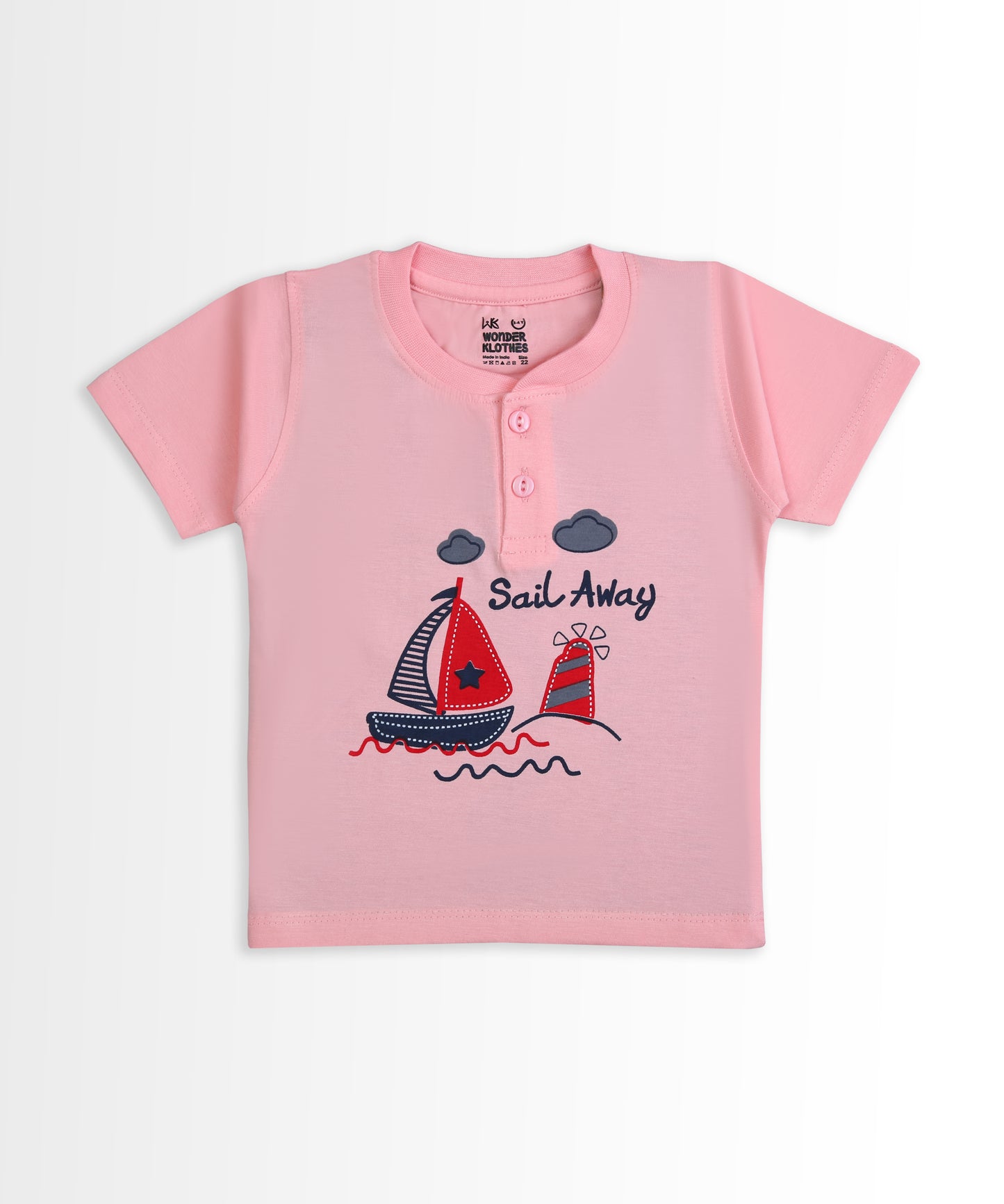 Sail Away Half Sleeves T-Shirt & Half Pant Set | Pink