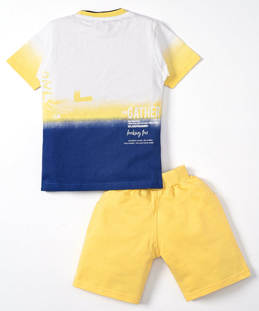District Half Sleeves T-Shirt & Shorts Set | Yellow