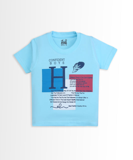 Feather Half Sleeves T-Shirt & Half Pant Set | Blue