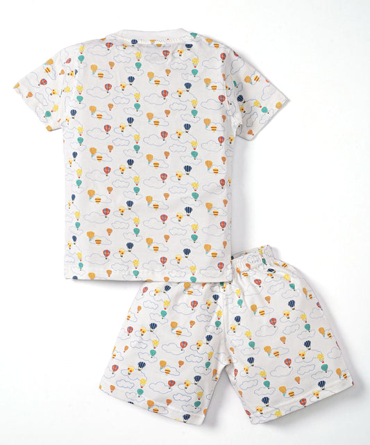 Hot Air Balloon Half Sleeves T-Shirt & Half Pant Set