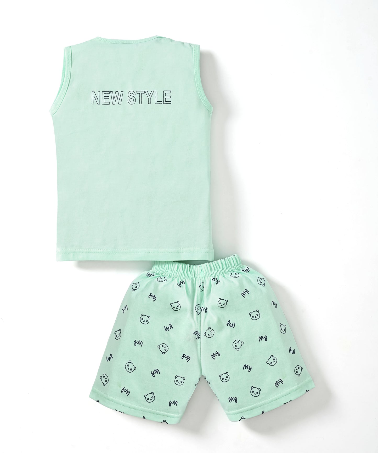 Strong Daddy Sleeveless T-Shirt & Half Pant Set | Green