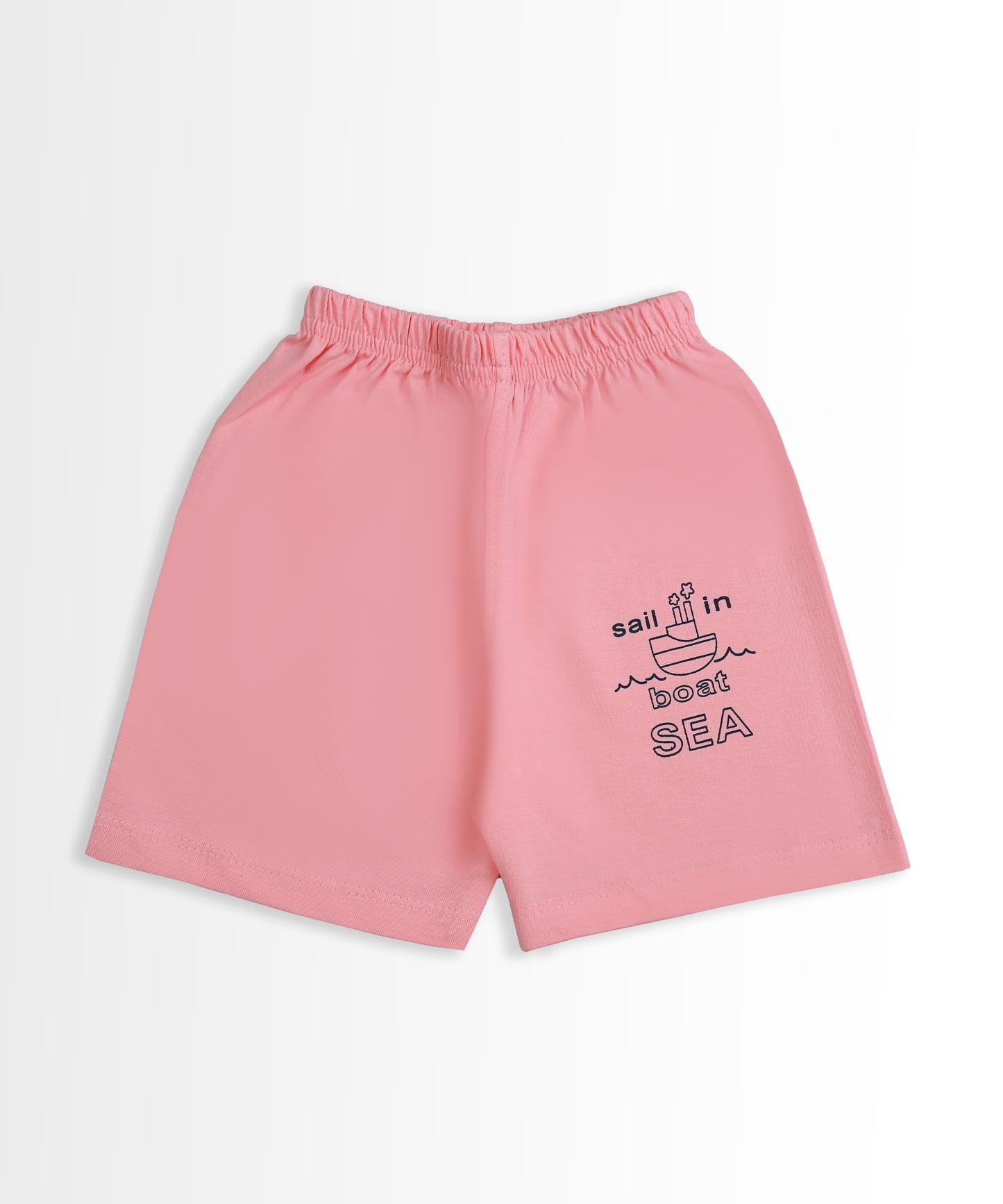 Sail Away Half Sleeves T-Shirt & Half Pant Set | Pink