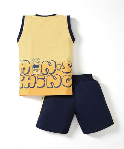 Skate Things Sleeveless T-Shirt & Half Pant Set | Yellow