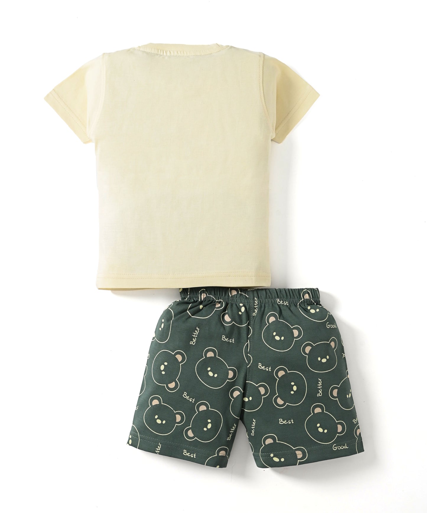 Teddy Trio Half Sleeves T-Shirt & Half Pant Set | Green