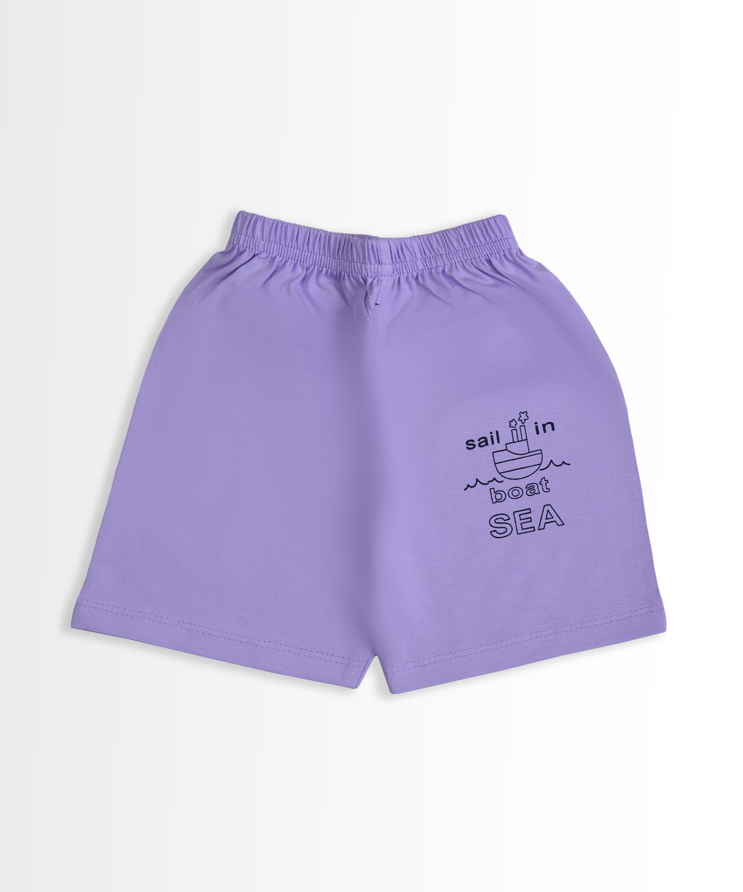Sail Away Half Sleeves T-Shirt & Half Pant Set | Violet