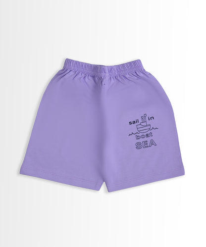Sail Away Half Sleeves T-Shirt & Half Pant Set | Violet
