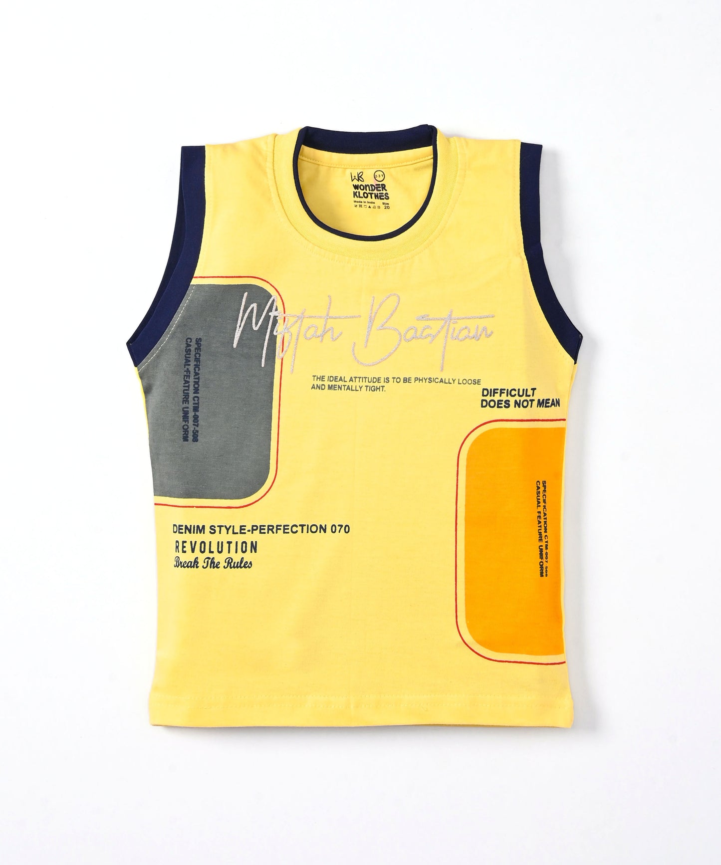 Miftah Sleeveless T-Shirt & Shorts Set | Yellow