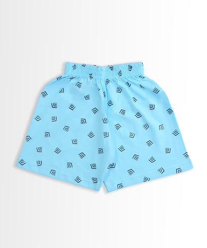 Feather Half Sleeves T-Shirt & Half Pant Set | Blue
