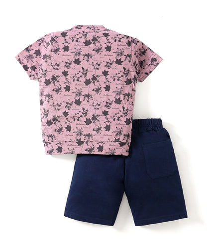 Conflict Half Sleeves T-Shirt & Shorts Set | Violet