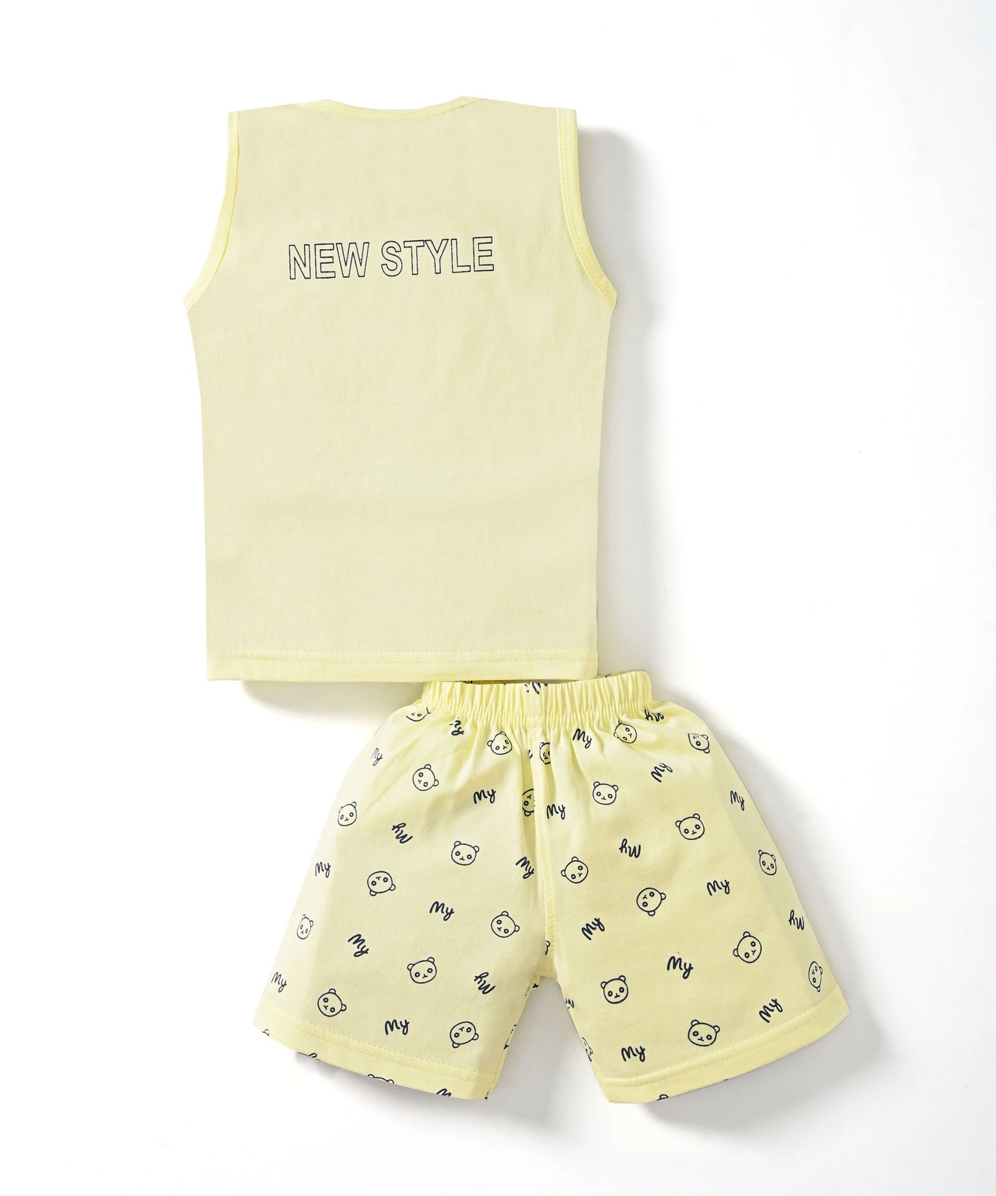 Strong Daddy Sleeveless T-Shirt & Half Pant Set | Yellow