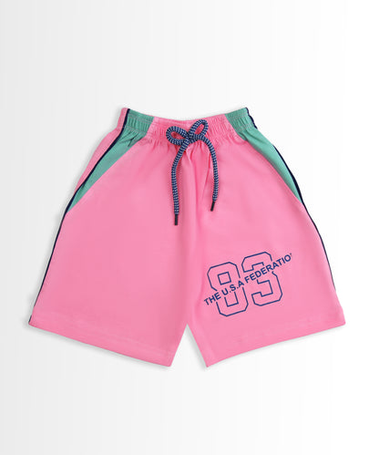Faster Half Sleeves T-Shirt & Shorts Set | Pink
