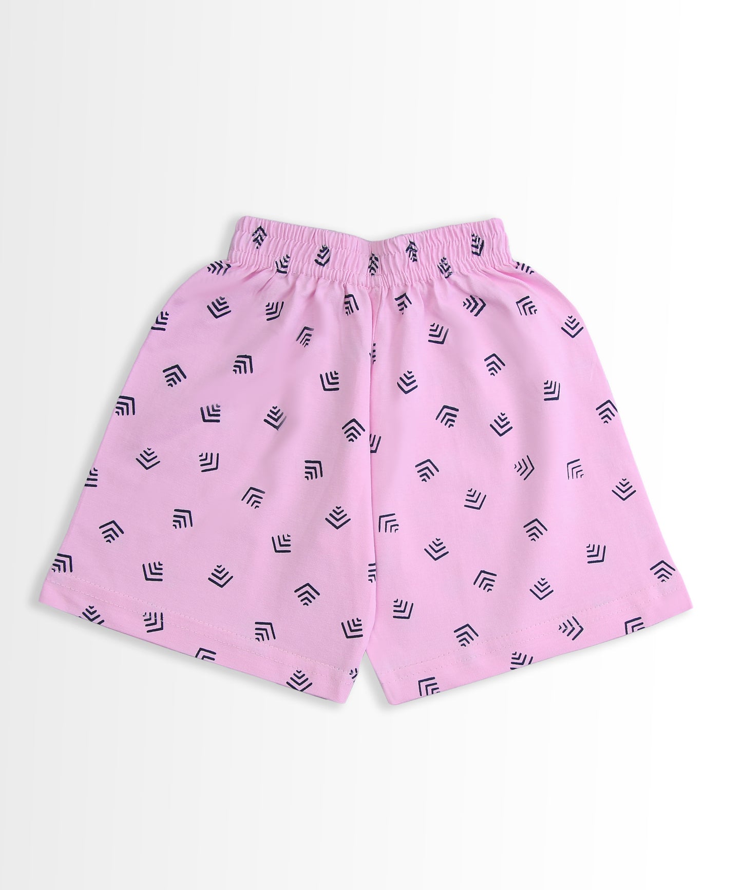 Feather Half Sleeves T-Shirt & Half Pant Set | Pink