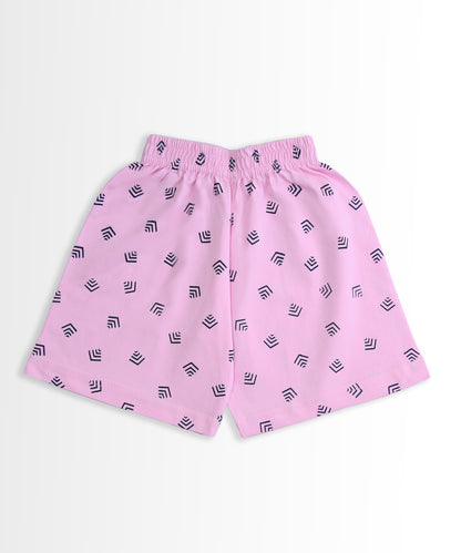 Feather Half Sleeves T-Shirt & Half Pant Set | Pink