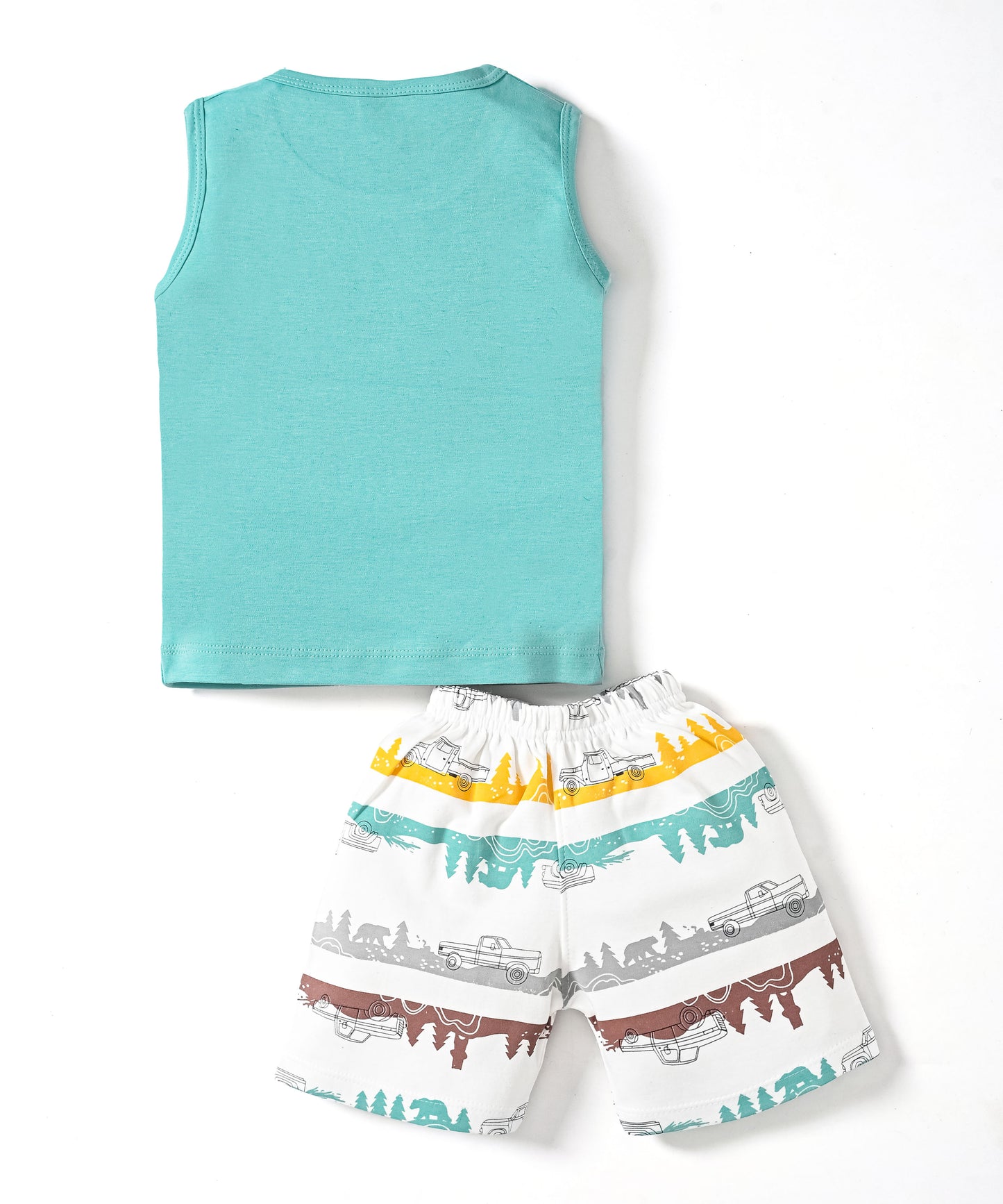 Hot Rod Racer Sleeveless T-Shirt & Half Pant Set | Green