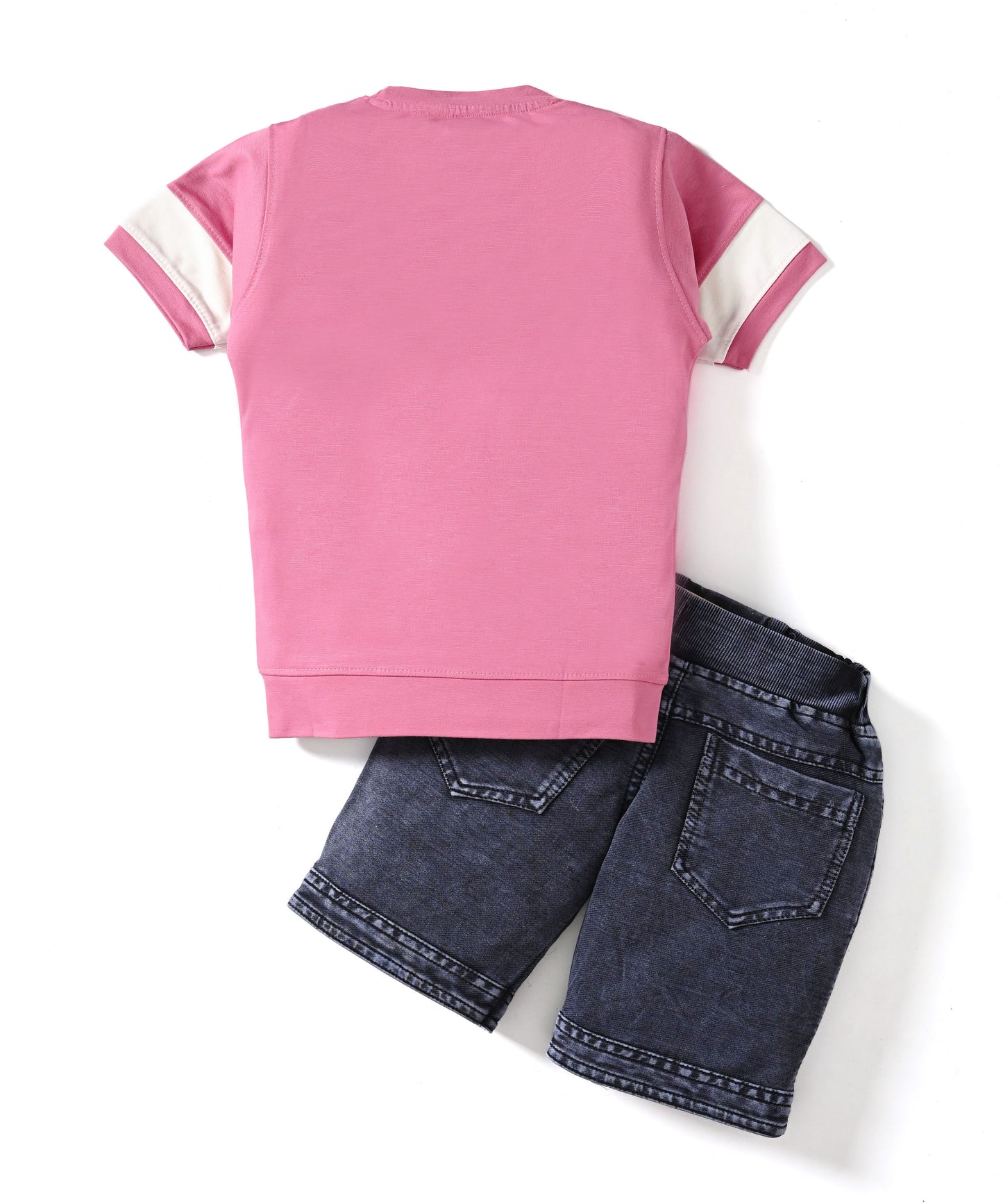 Happy Teddy Half Sleeves T-Shirt & RFD Shorts Set | Pink