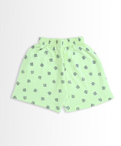 Feather Half Sleeves T-Shirt & Half Pant Set | Green
