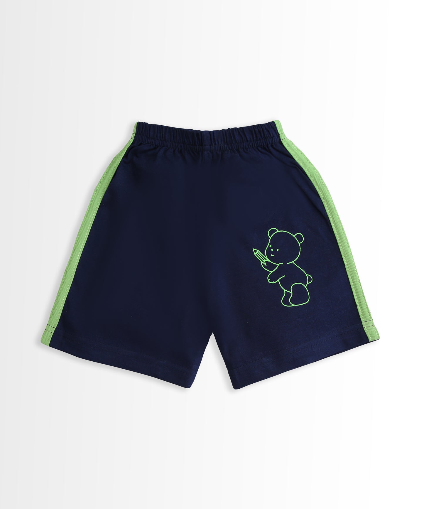 Teddy Alphabet Half Sleeves T-Shirt & Half Pant Set | Green