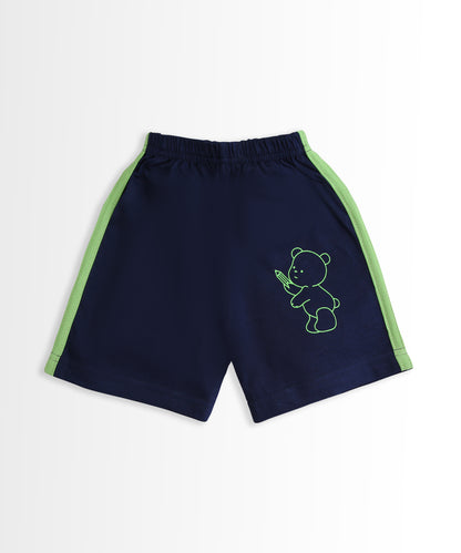 Teddy Alphabet Half Sleeves T-Shirt & Half Pant Set | Green