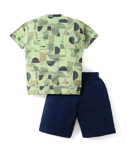Conflict Half Sleeves T-Shirt & Shorts Set | Green