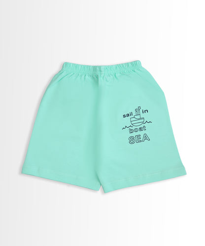 Sail Away Half Sleeves T-Shirt & Half Pant Set | Green