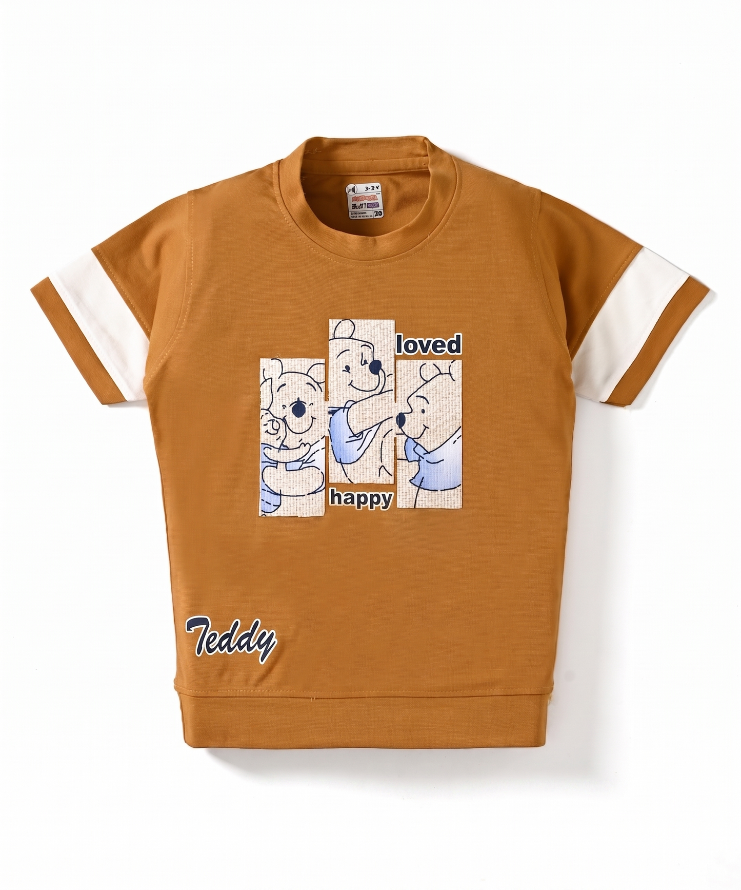 Happy Teddy Half Sleeves T-Shirt & RFD Shorts Set | Yellow