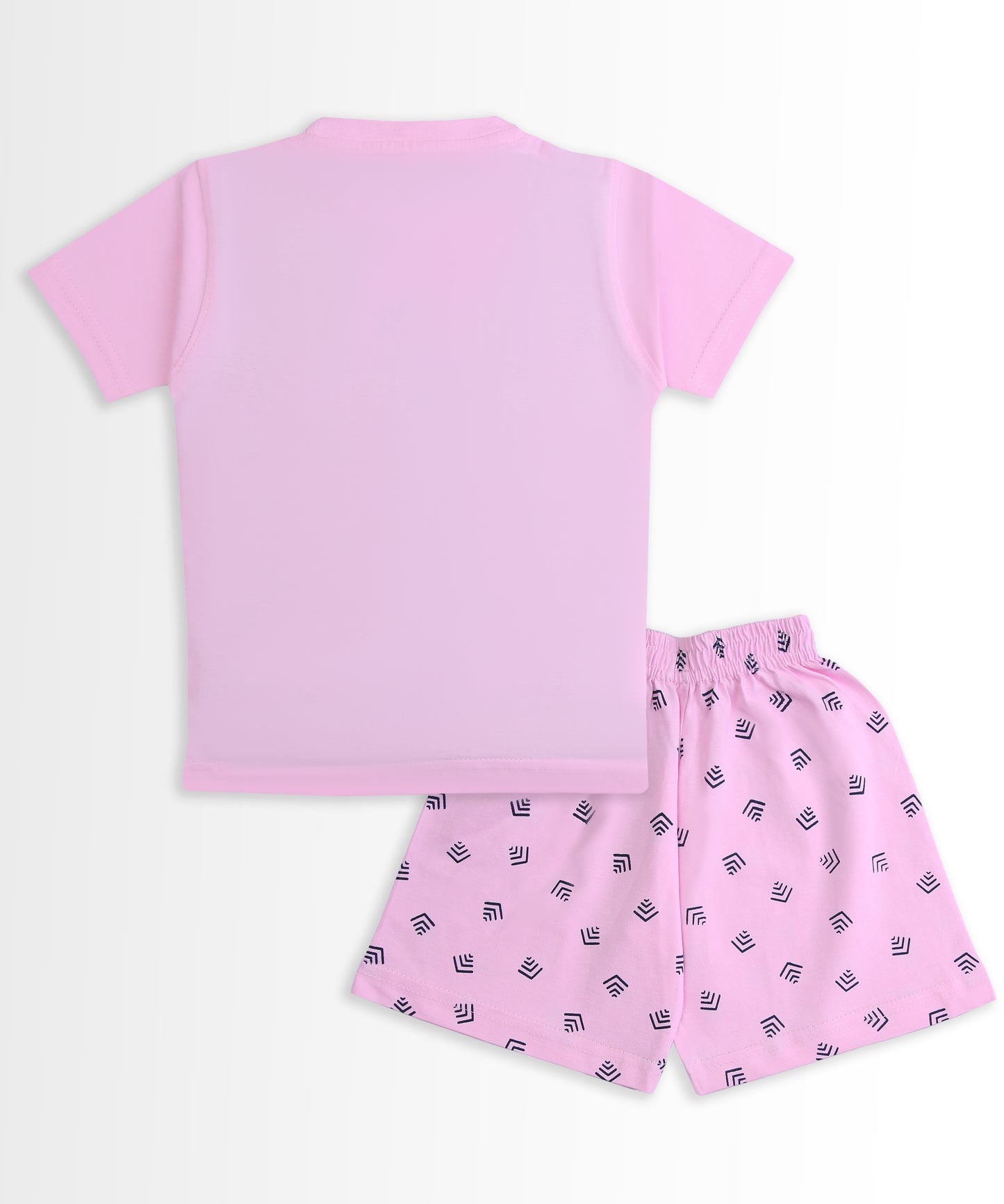 Feather Half Sleeves T-Shirt & Half Pant Set | Pink