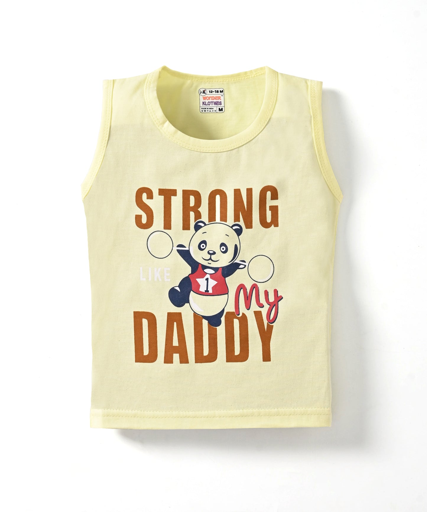 Strong Daddy Sleeveless T-Shirt & Half Pant Set | Yellow