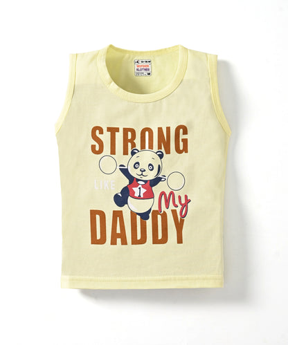Strong Daddy Sleeveless T-Shirt & Half Pant Set | Yellow