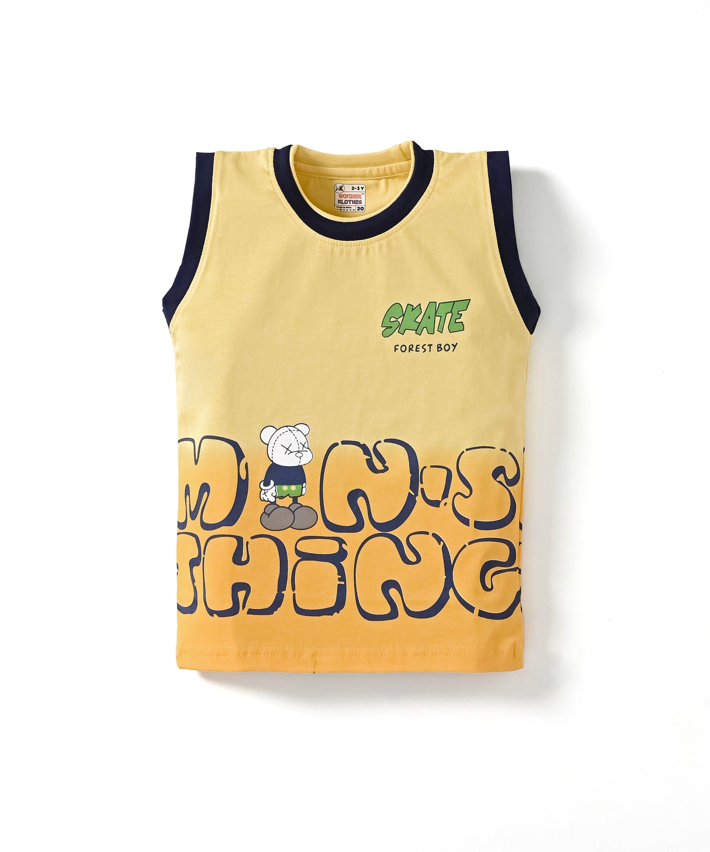 Skate Things Sleeveless T-Shirt & Half Pant Set | Yellow