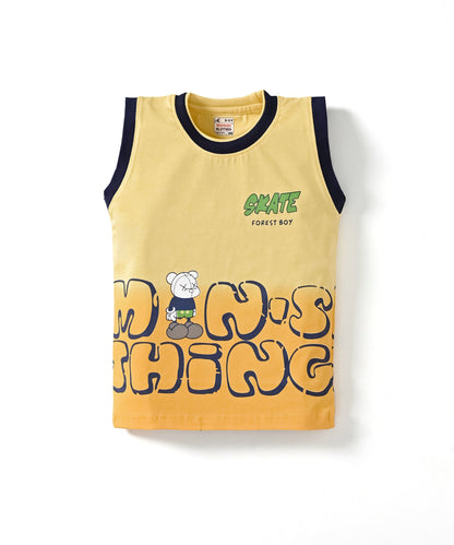 Skate Things Sleeveless T-Shirt & Half Pant Set | Yellow