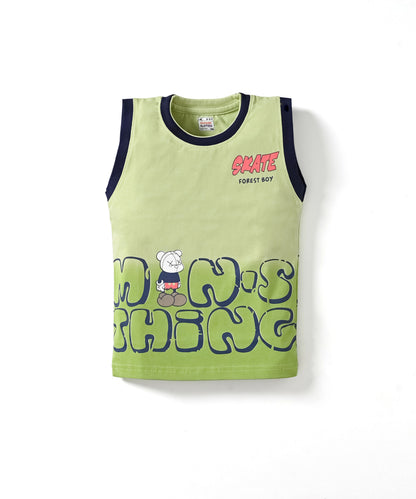 Skate Things Sleeveless T-Shirt & Half Pant Set | Green