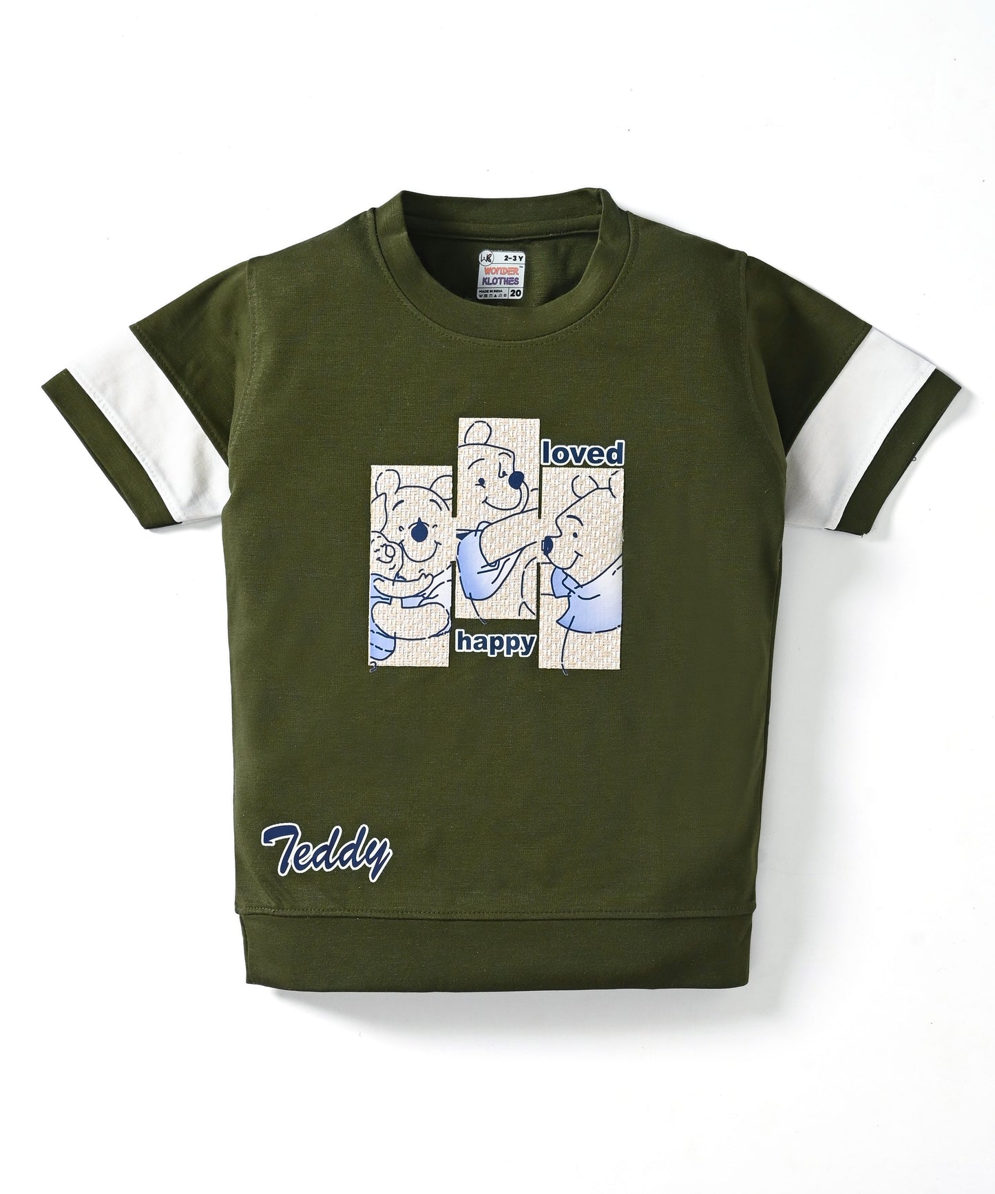 Happy Teddy Half Sleeves T-Shirt & RFD Shorts Set | Green